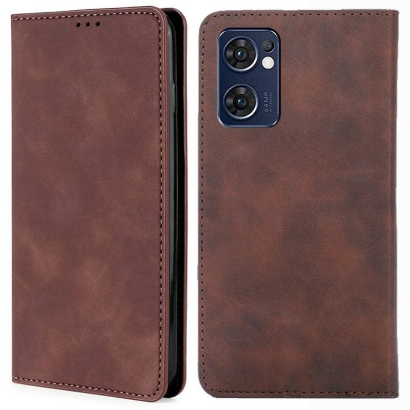 Flip Cover Oppo Find X5 Lite Skin-Touch Effet Cuir