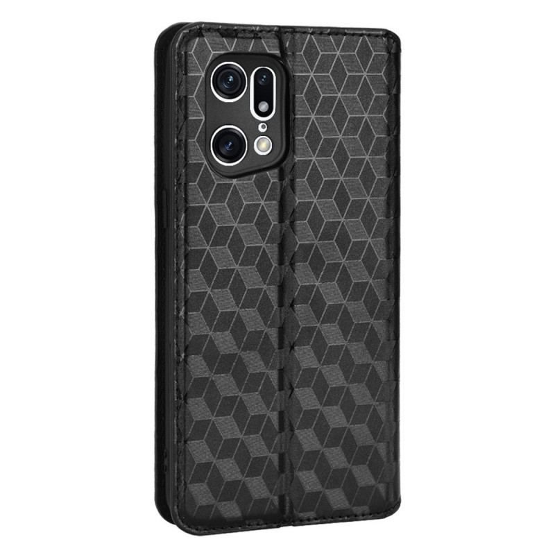 Flip Cover Oppo Find X5 Pro Effet Cuir Diamant 3D