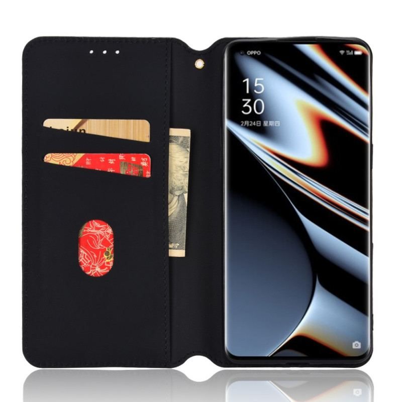 Flip Cover Oppo Find X5 Pro Effet Cuir Diamant 3D