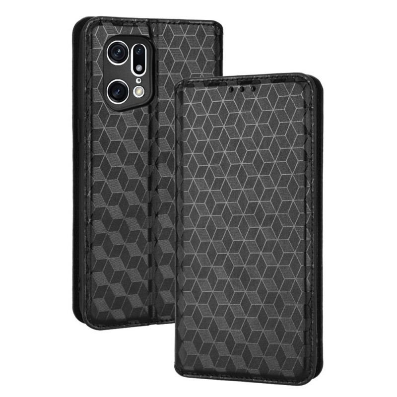 Flip Cover Oppo Find X5 Pro Effet Cuir Diamant 3D