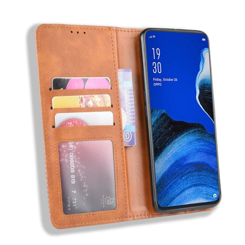 Flip Cover Oppo Reno 2z Effet Cuir Vintage Stylisé