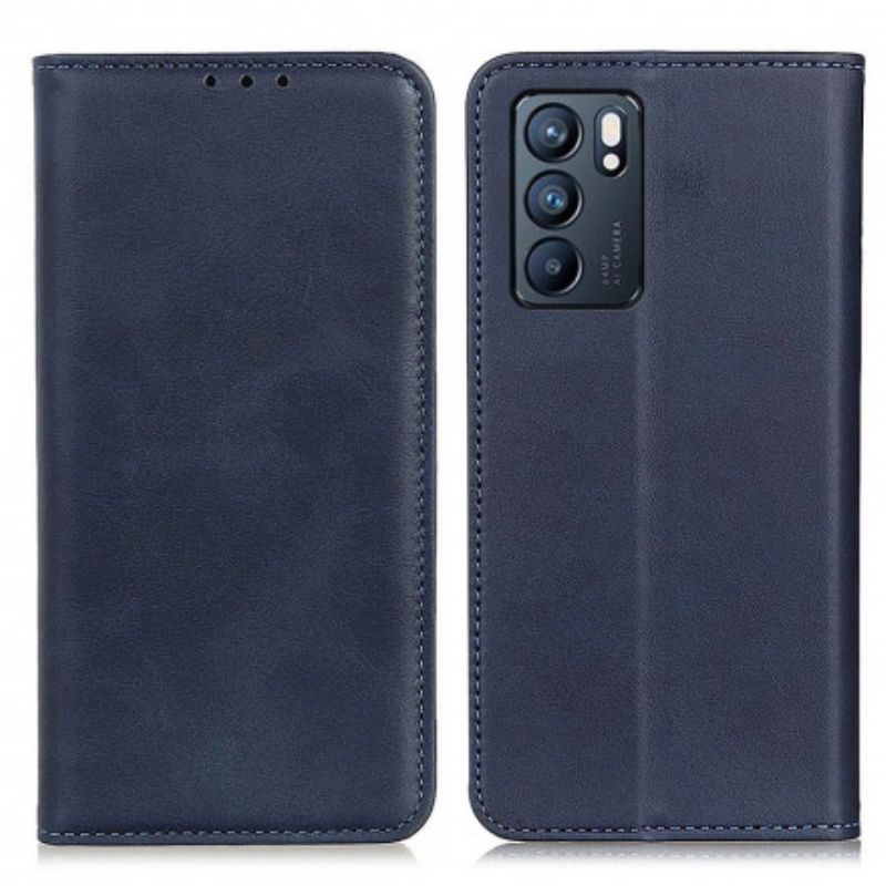 Flip Cover Oppo Reno 6 5G Cuir Fendu Élégance