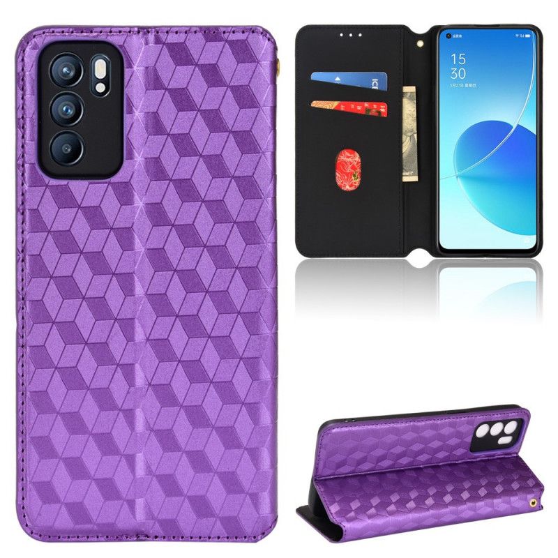 Flip Cover Oppo Reno 6 5G Effet Cuir Diamant 3d