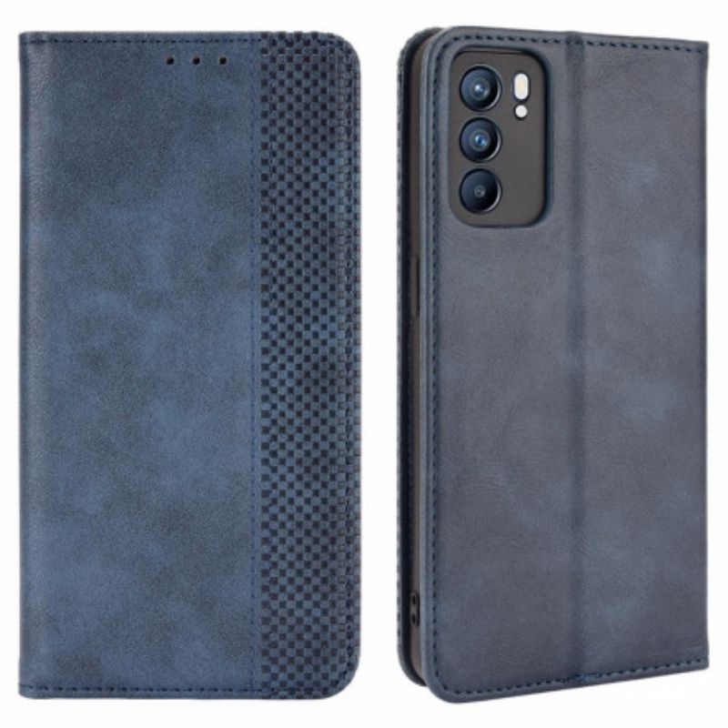 Flip Cover Oppo Reno 6 5G Effet Cuir Vintage Stylisé