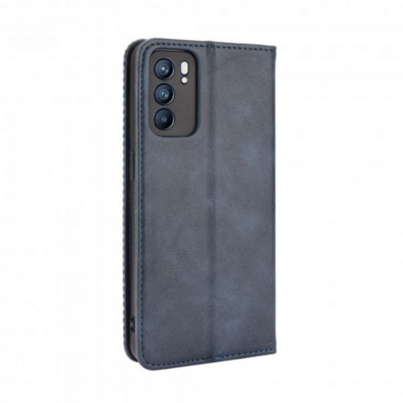 Flip Cover Oppo Reno 6 5G Effet Cuir Vintage Stylisé