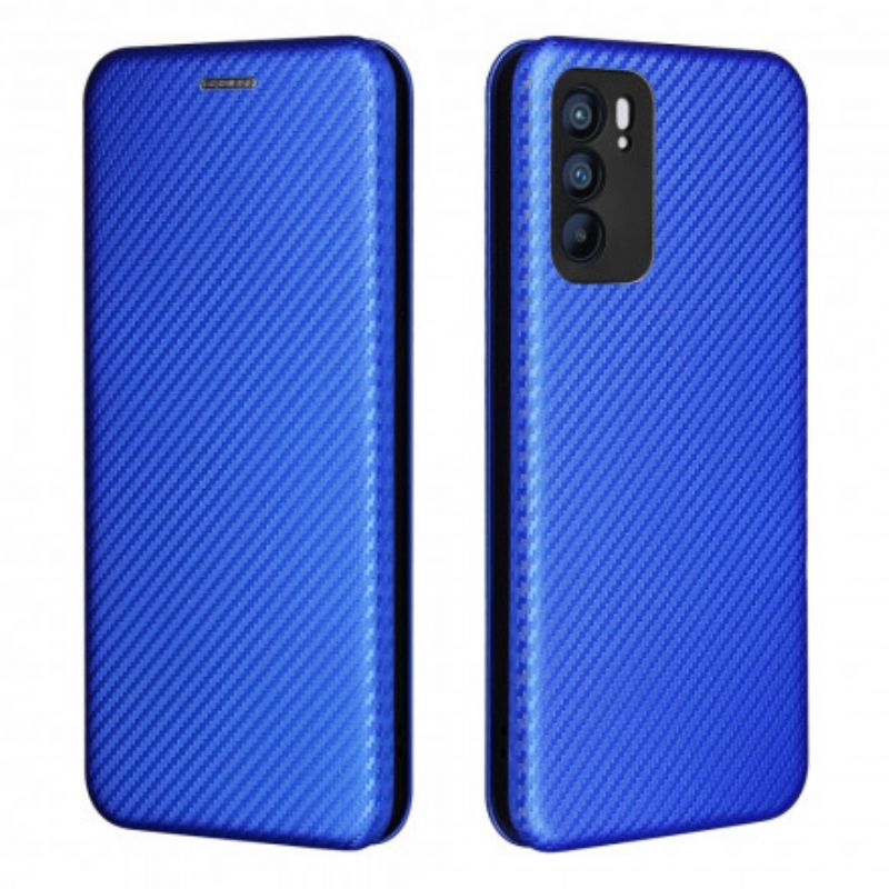 Flip Cover Oppo Reno 6 5G Silicone Carbone Coloré