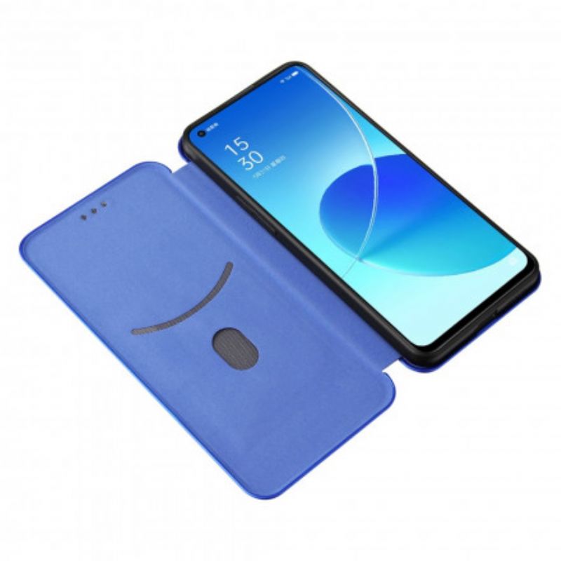 Flip Cover Oppo Reno 6 5G Silicone Carbone Coloré