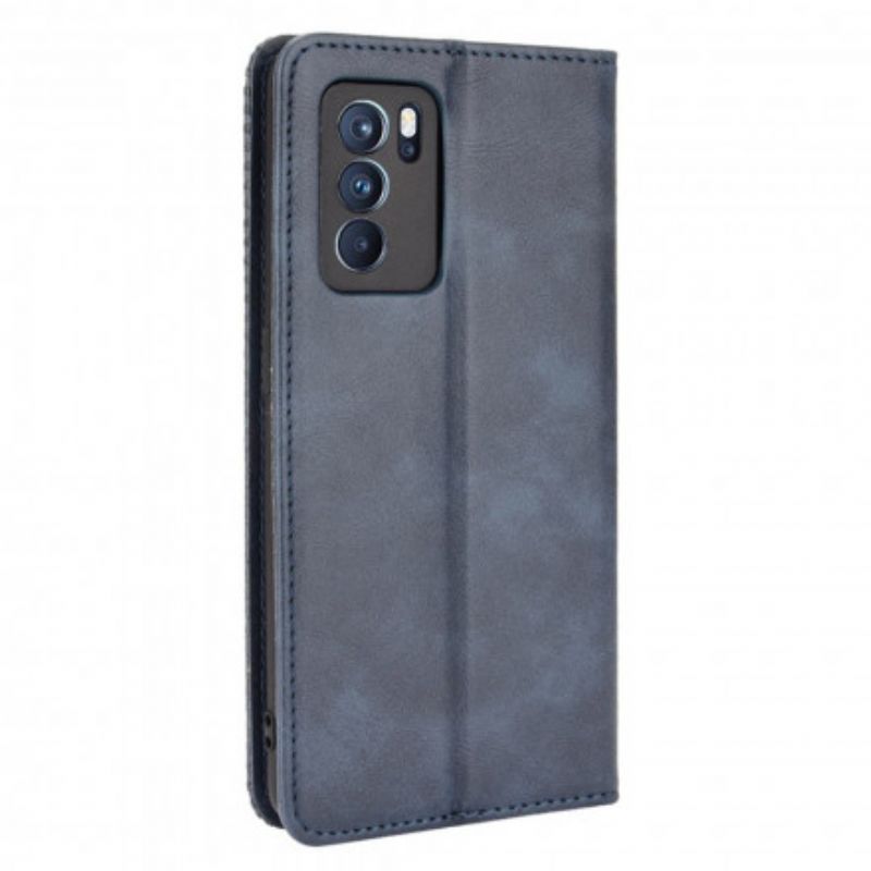 Flip Cover Oppo Reno 6 Pro 5G Effet Cuir Vintage Stylisé