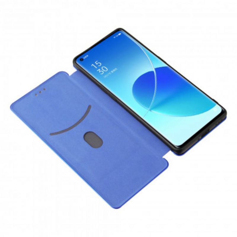 Flip Cover Oppo Reno 6 Pro 5G Silicone Carbone Coloré