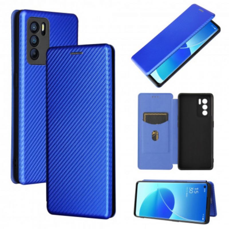 Flip Cover Oppo Reno 6 Pro 5G Silicone Carbone Coloré