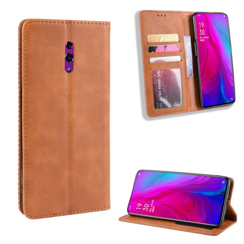 Flip Cover Oppo Reno Effet Cuir Vintage Stylisé