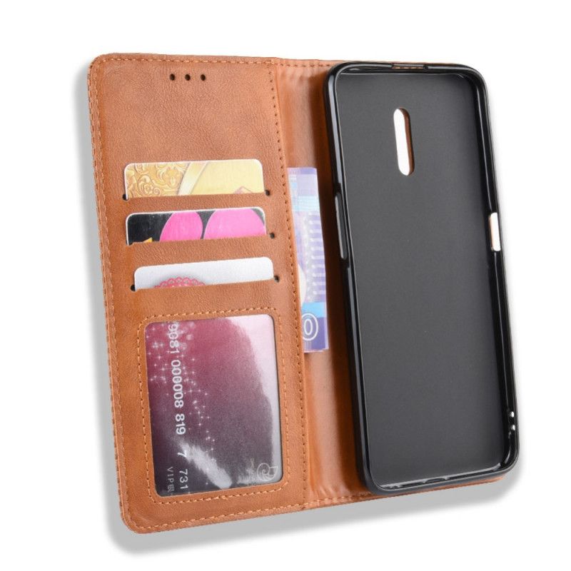 Flip Cover Oppo Reno Effet Cuir Vintage Stylisé