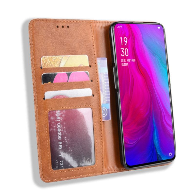 Flip Cover Oppo Reno Effet Cuir Vintage Stylisé