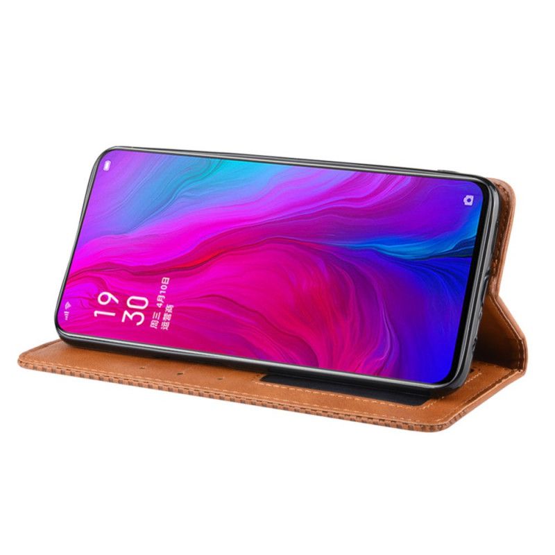 Flip Cover Oppo Reno Effet Cuir Vintage Stylisé