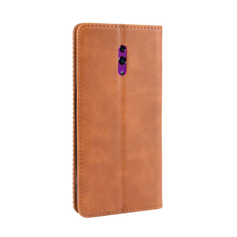 Flip Cover Oppo Reno Effet Cuir Vintage Stylisé