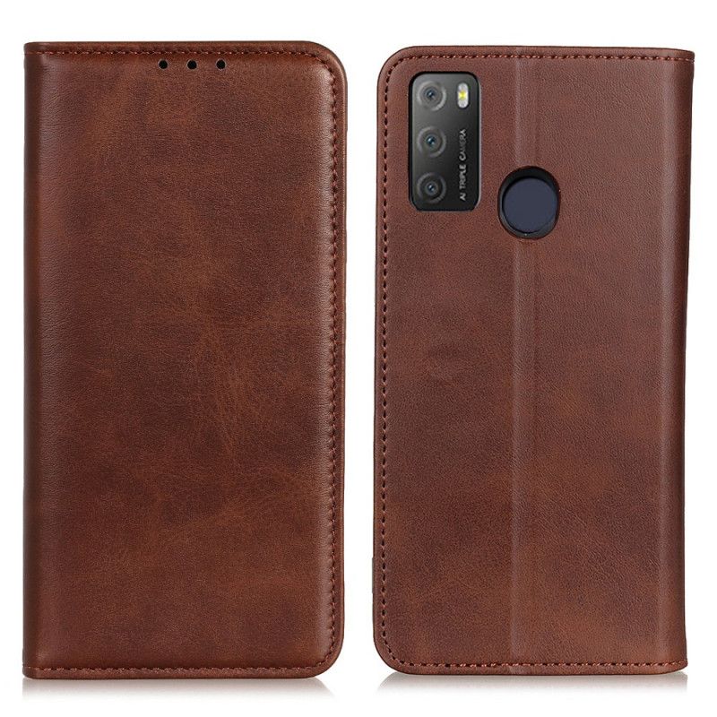 Flip Cover Pour Alcatel 3L (2021) / 1S (2021) Cuir Fendu Élégance