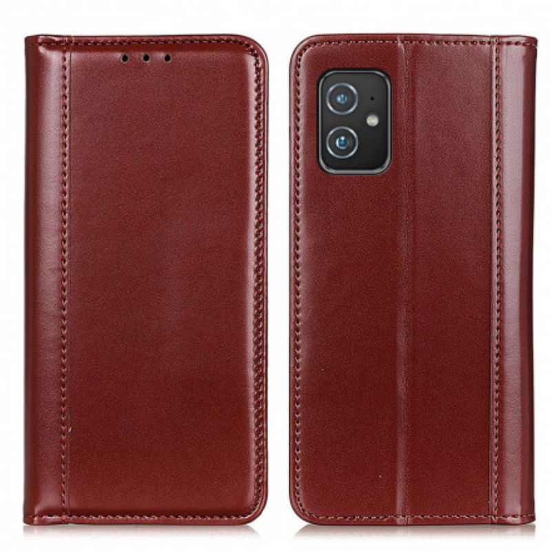 Flip Cover Pour Asus Zenfone 8 Cuir Fendu Luisant