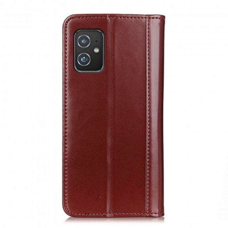 Flip Cover Pour Asus Zenfone 8 Cuir Fendu Luisant