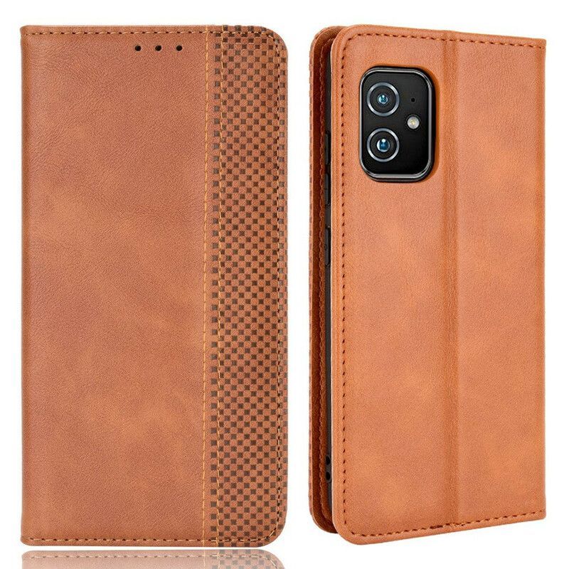 Flip Cover Pour Asus Zenfone 8 Effet Cuir Vintage Stylisé