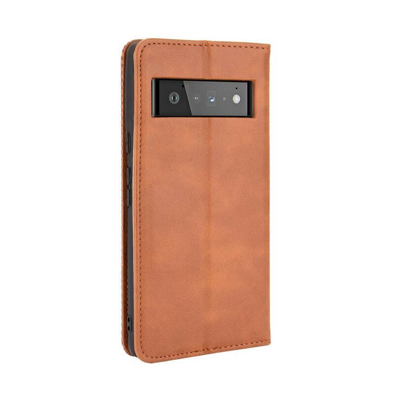 Flip Cover Pour Google Pixel 6 Effet Cuir Vintage Stylisé