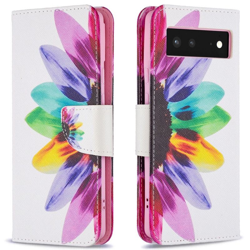 Flip Cover Pour Google Pixel 6 Fleur Aquarelle