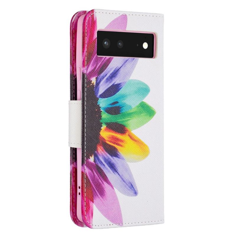 Flip Cover Pour Google Pixel 6 Fleur Aquarelle