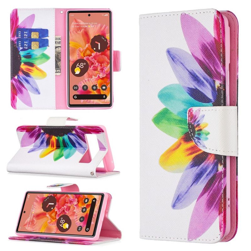 Flip Cover Pour Google Pixel 6 Fleur Aquarelle