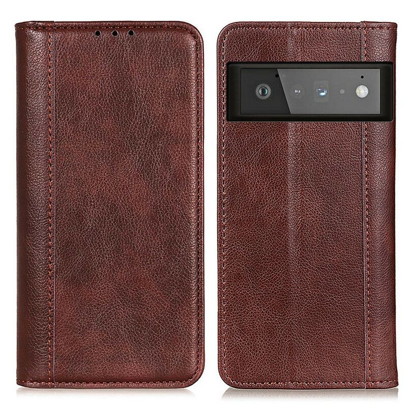 Flip Cover Pour Google Pixel 6 Pro Version Coloré Cuir Fendu