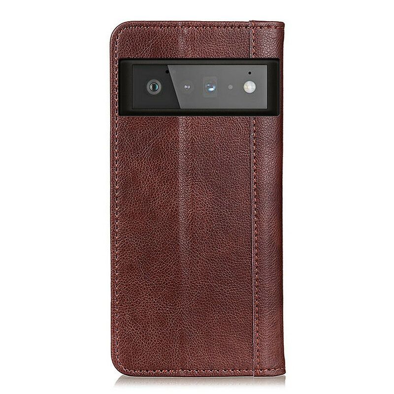 Flip Cover Pour Google Pixel 6 Pro Version Coloré Cuir Fendu