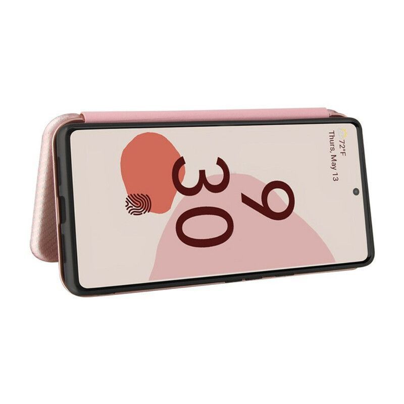 Flip Cover Pour Google Pixel 6 Silicone Carbone Coloré