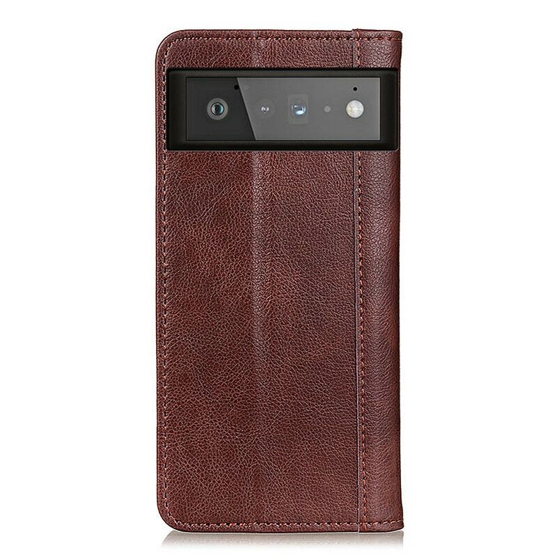 Flip Cover Pour Google Pixel 6 Version Coloré Cuir Fendu