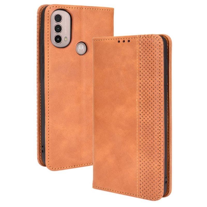 Flip Cover Pour Moto E20 / E30 / E40 Effet Cuir Vintage Stylisé