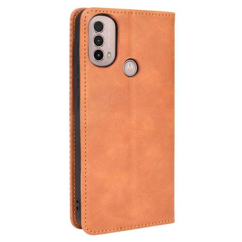 Flip Cover Pour Moto E20 / E30 / E40 Effet Cuir Vintage Stylisé