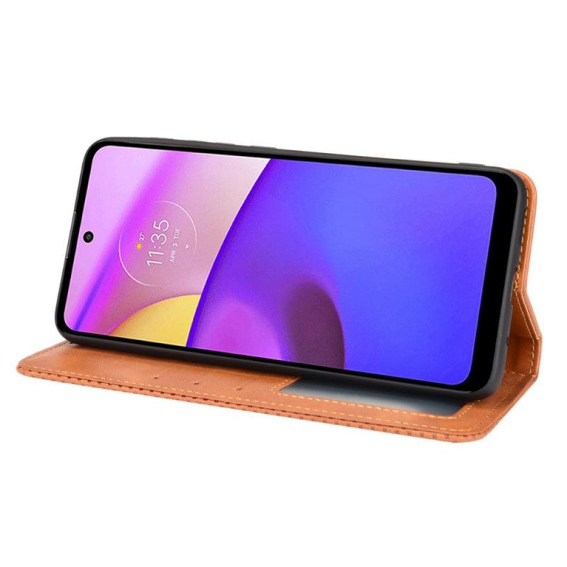 Flip Cover Pour Moto E20 / E30 / E40 Effet Cuir Vintage Stylisé