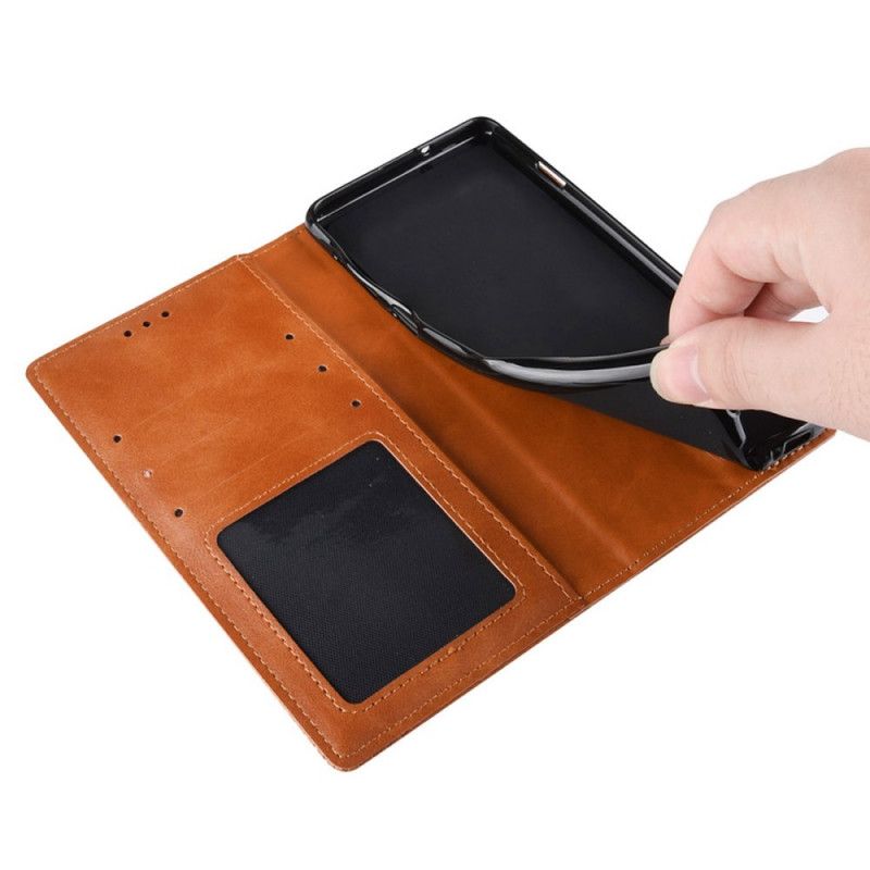 Flip Cover Pour Moto E20 / E30 / E40 Effet Cuir Vintage Stylisé