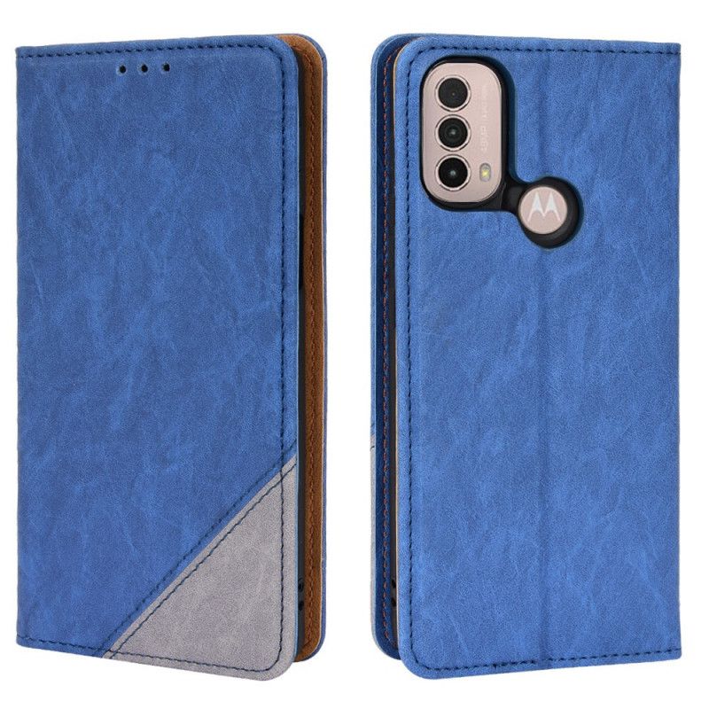 Flip Cover Pour Moto E20 / E30 / E40 Simili Cuir Bicolore Oblique