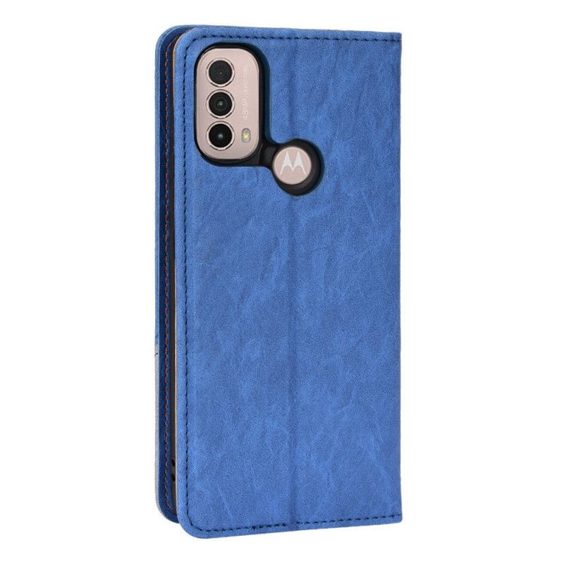 Flip Cover Pour Moto E20 / E30 / E40 Simili Cuir Bicolore Oblique