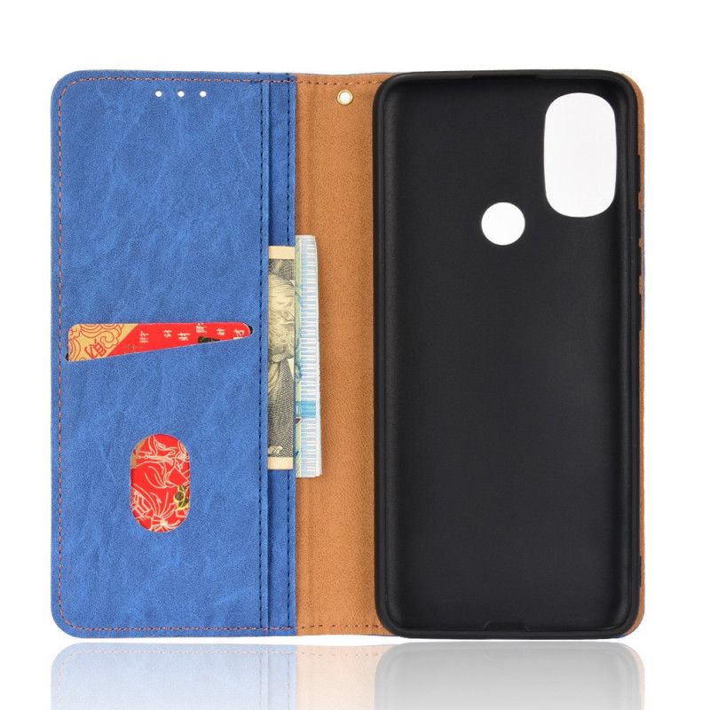 Flip Cover Pour Moto E20 / E30 / E40 Simili Cuir Bicolore Oblique