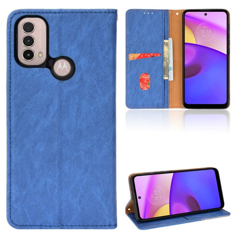 Flip Cover Pour Moto E20 / E30 / E40 Simili Cuir Bicolore Oblique