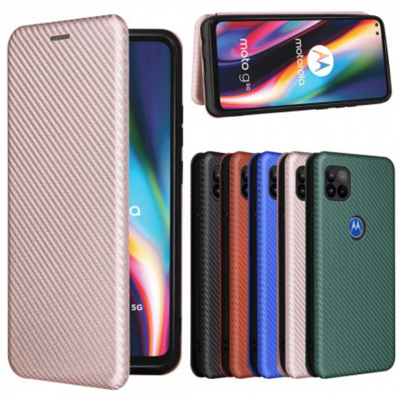 Flip Cover Pour Moto G 5G Silicone Carbone