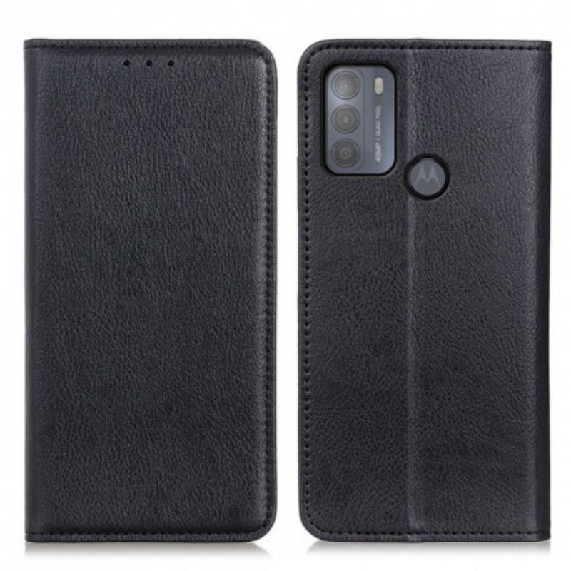 Flip Cover Pour Moto G50 Cuir Litchi Fendu Élégance