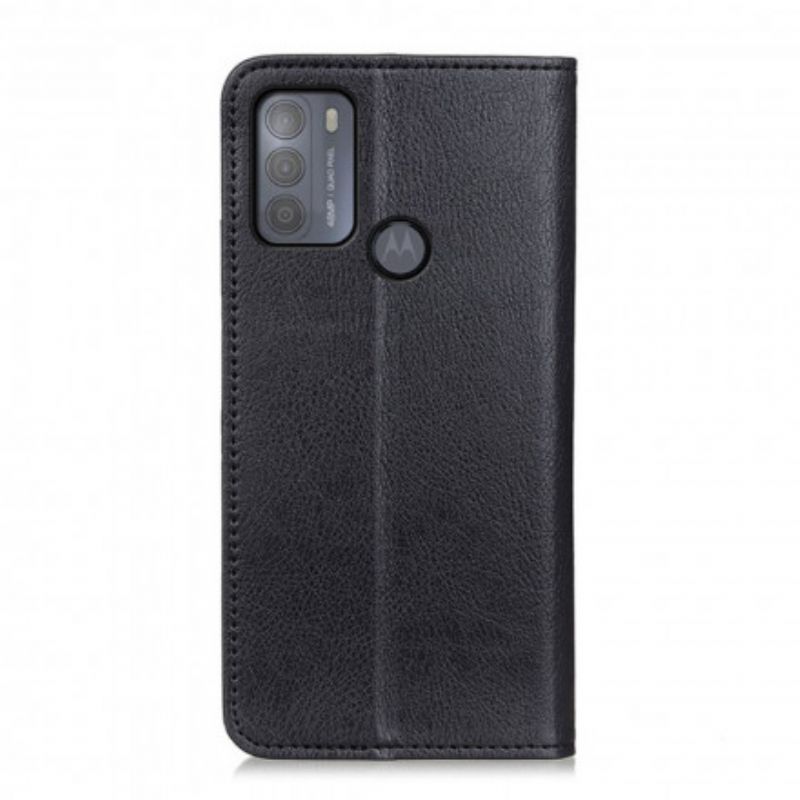 Flip Cover Pour Moto G50 Cuir Litchi Fendu Élégance