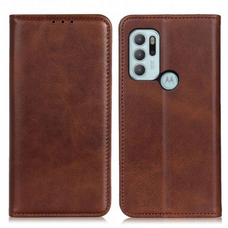 Flip Cover Pour Moto G60S Cuir Fendu Mat