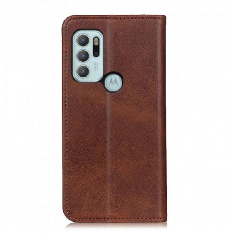 Flip Cover Pour Moto G60S Cuir Fendu Mat