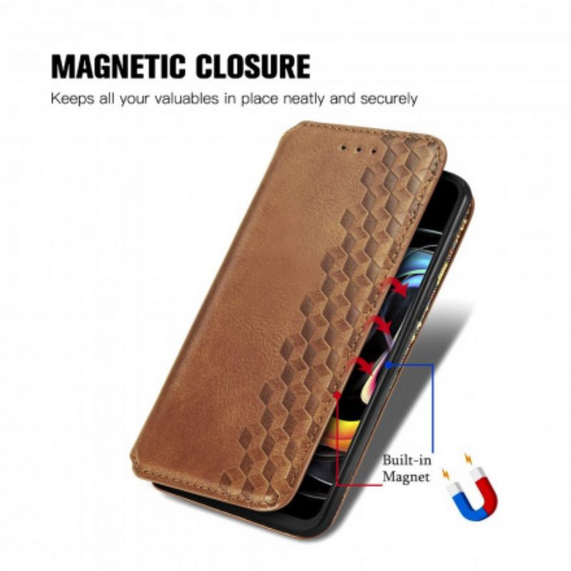 Flip Cover Pour Motorola Edge 20 Lite Simili Cuir Texture Diamant