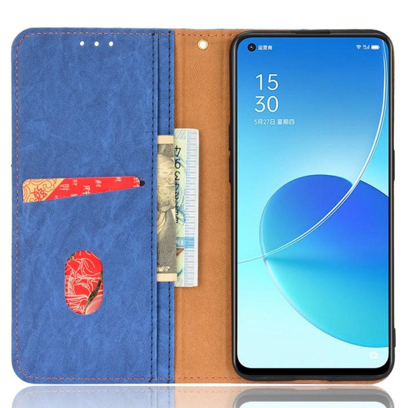 Flip Cover Pour Oppo Reno 6 5G Simili Cuir Bicolore Oblique