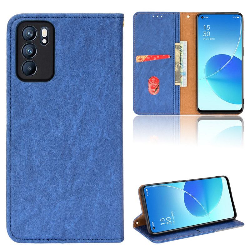 Flip Cover Pour Oppo Reno 6 5G Simili Cuir Bicolore Oblique