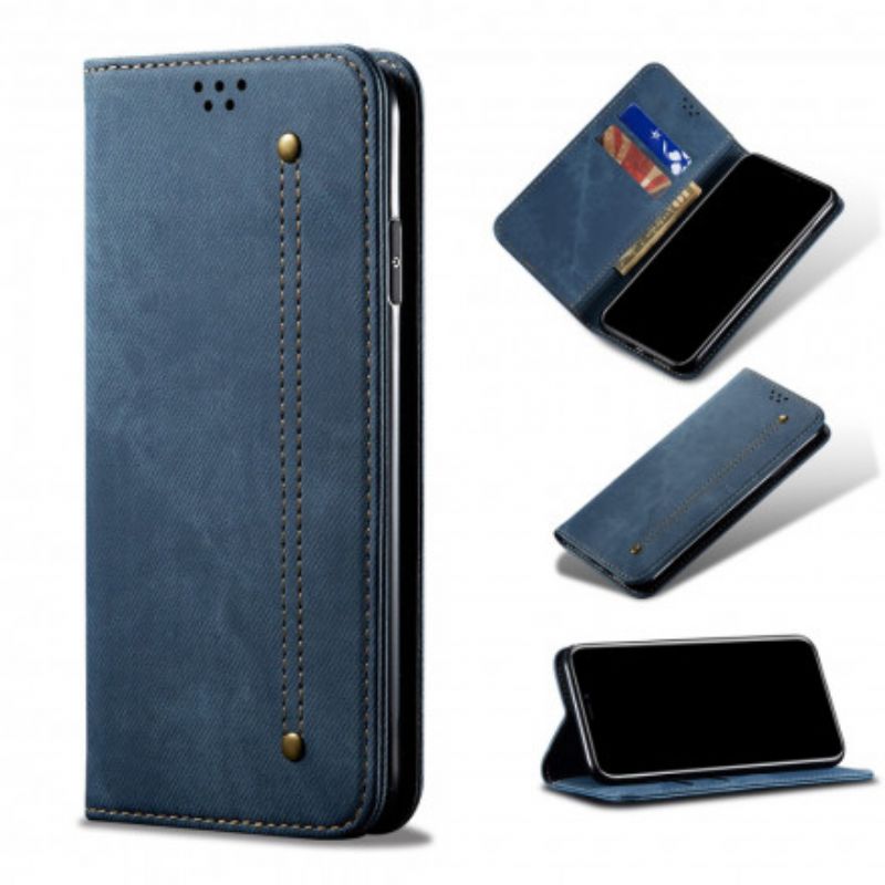 Flip Cover Pour Oppo Reno 6 5G Tissu Jeans