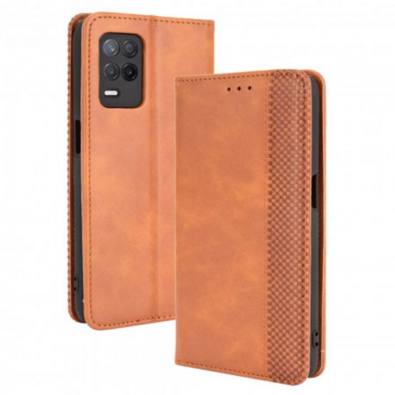 Flip Cover Pour Realme 8 5G Effet Cuir Vintage Stylisé