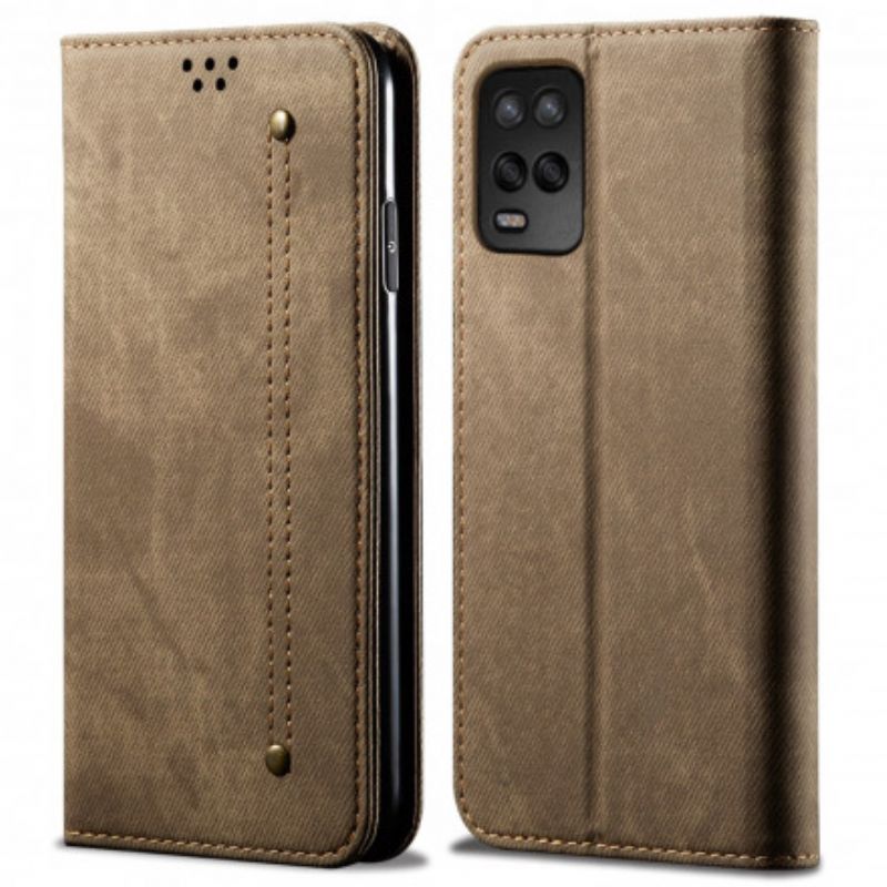 Flip Cover Pour Realme 8 5G Simili Cuir Texture Jeans